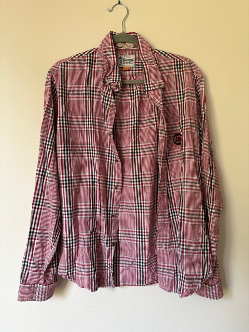University of South Carolina Red Plaid Button-Up Shirt